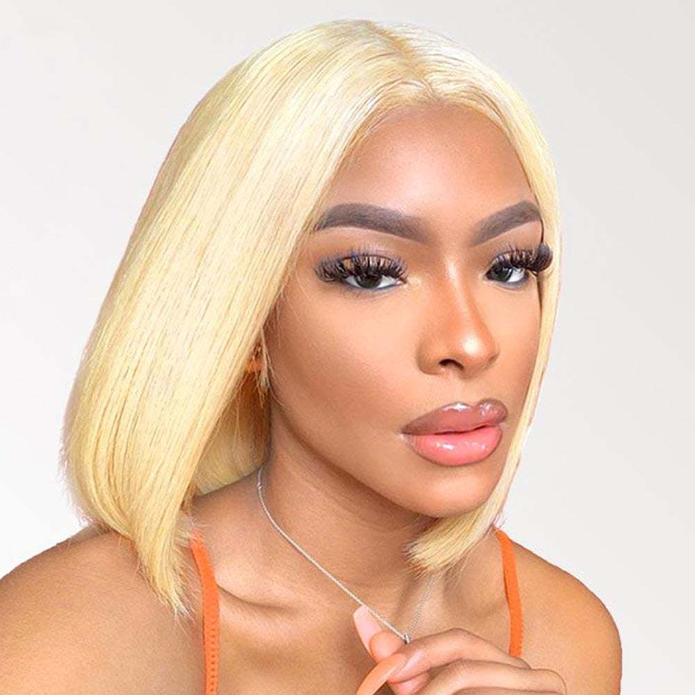 #613 Bob Straight HD Lace Front Wigs Human Hair 180% Density Transparent Lace Frontal Wigs Pre Plucked With Baby Hair RXHAIR