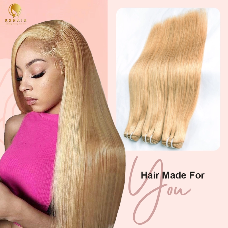 #27 Straight Human Hair Bundles Virgin Hair 100% Unprocessed Weave Bundles Human Hair Double Weft RXHAIR