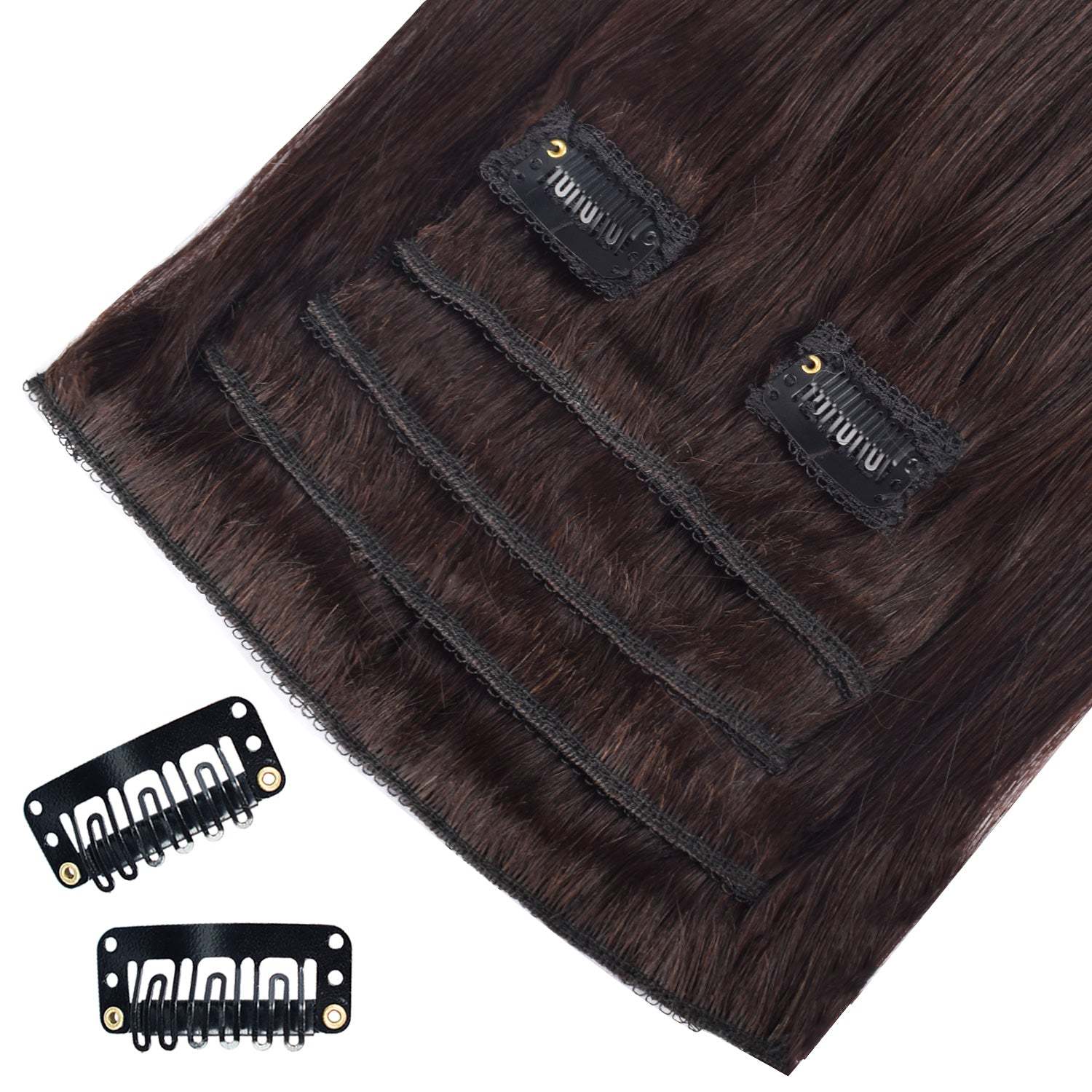 #2 Dark Brown Straight Clip in Hair Extensions Real Human Hair Invisible Lace Clip ins 6Pcs 110G RXHAIR