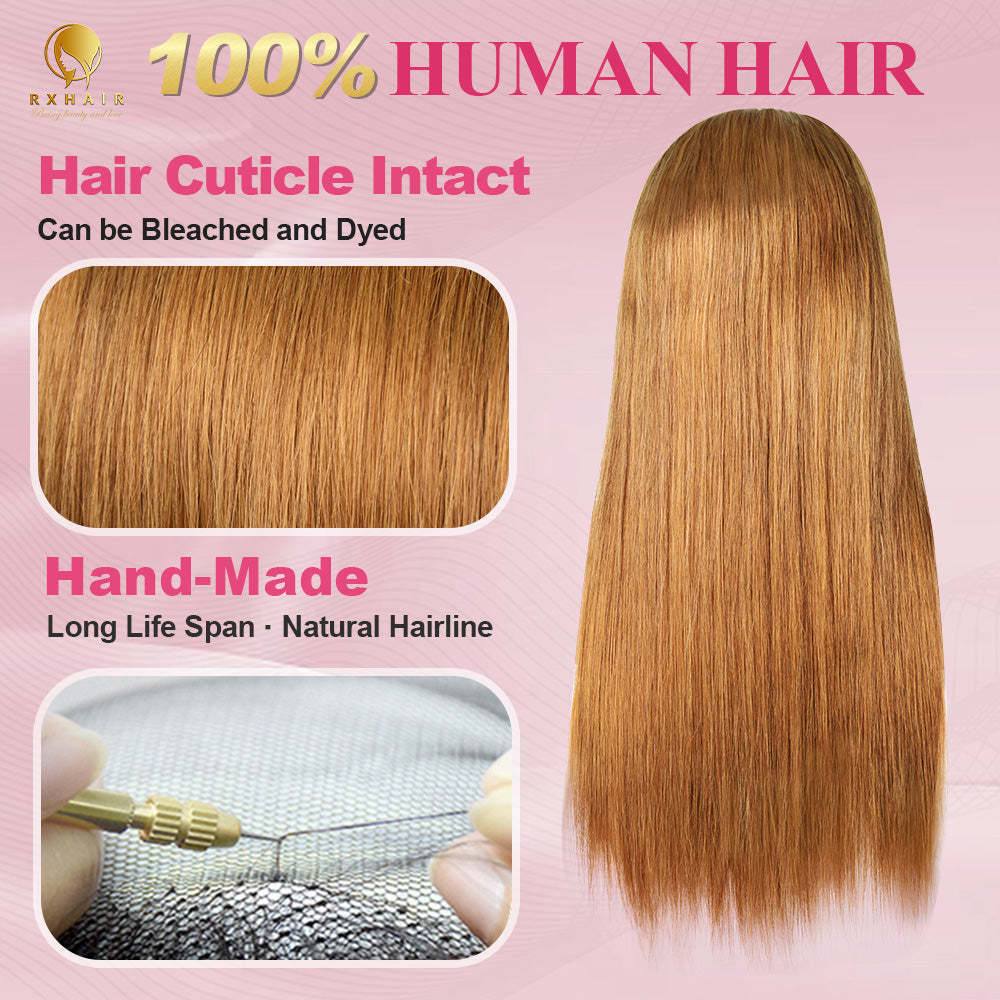 #8 Straight HD Lace Front Wigs Human Hair 200% Density Transparent Lace Frontal Wigs Pre Plucked With Baby Hair RXHAIR