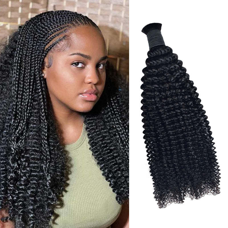 #1B Natural Black Boho Braids Kinky Curly No Weft Bulk Hair for Human Hair RXHAIR