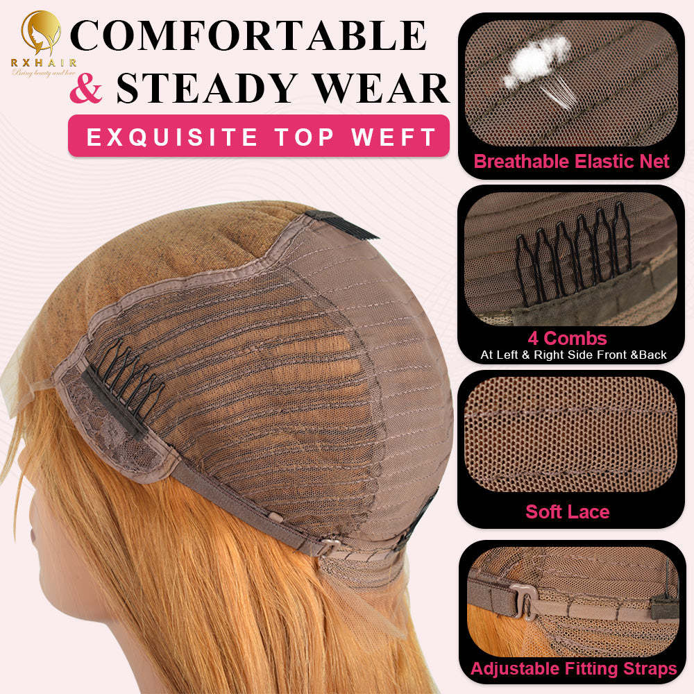 #8 Straight HD Lace Front Wigs Human Hair 200% Density Transparent Lace Frontal Wigs Pre Plucked With Baby Hair RXHAIR