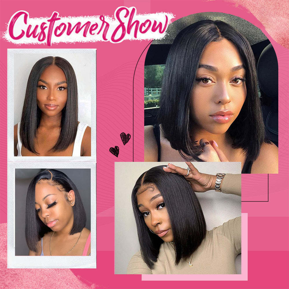 #1 Bob Straight HD Lace Front Wigs Human Hair 200% Density Transparent Lace Frontal Wigs Pre Plucked With Baby Hair RXHAIR