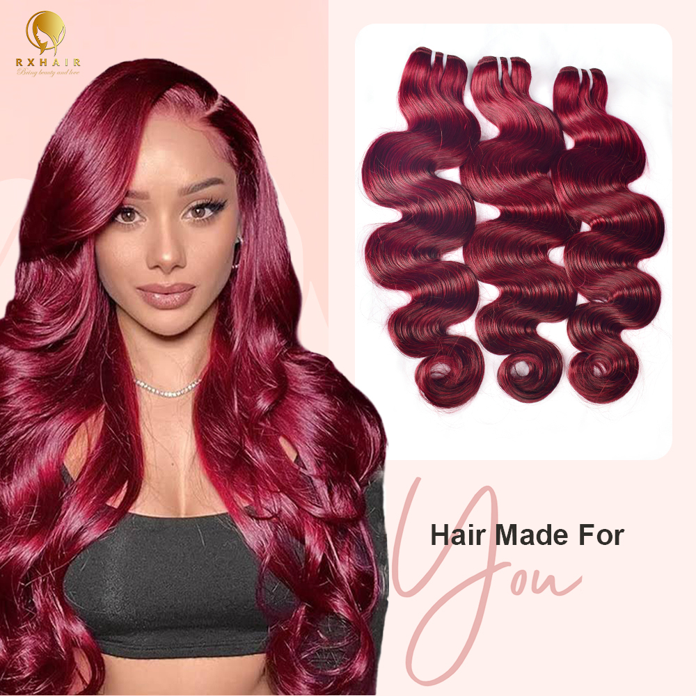 #99J Body Wave Human Hair Bundles Virgin Hair 100% Unprocessed Weave Bundles Human Hair Double Weft RXHAIR