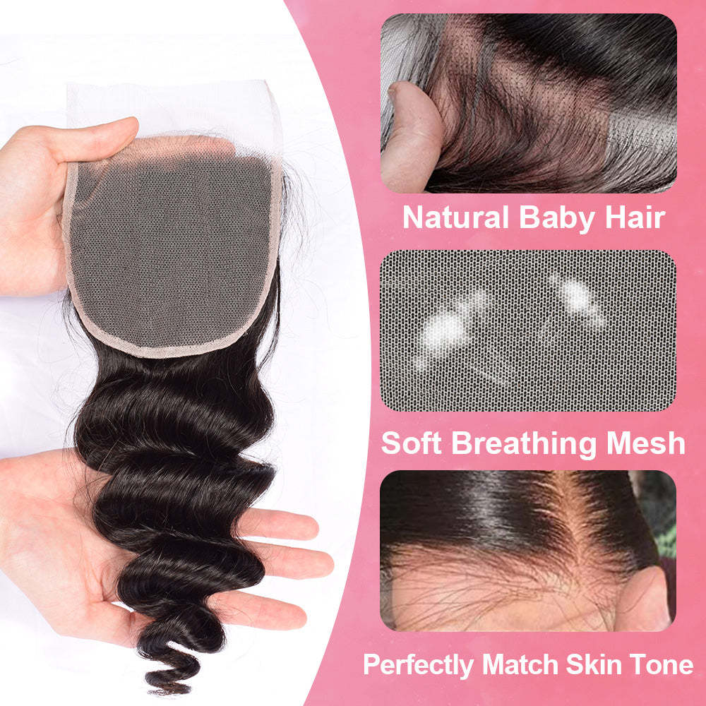 Loose Wave #1B HD Lace Closure Human Hair RXHAIR