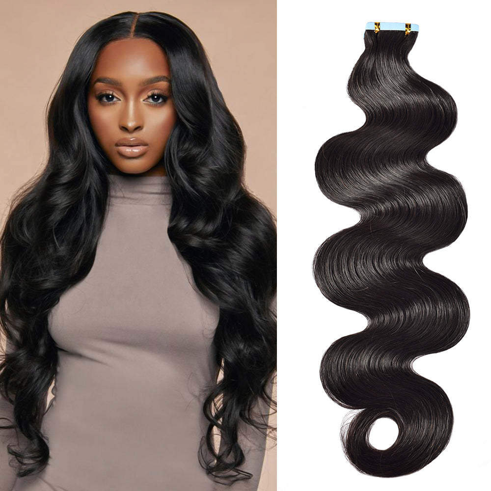 #1B Body Wave Tape in Hair Extensions Human Hair 20pcs 50g/pack Seamless Skin Weft Hair RXHAIR