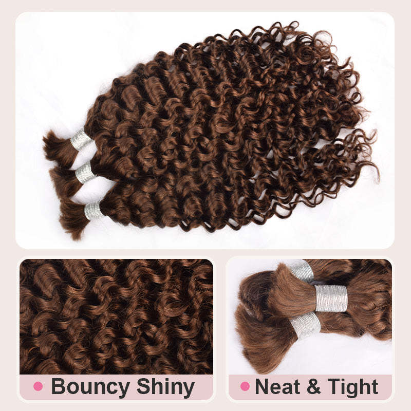 #4 Deep Curly Boho Braids No Weft Bulk Hair for Human Hair RXHAIR