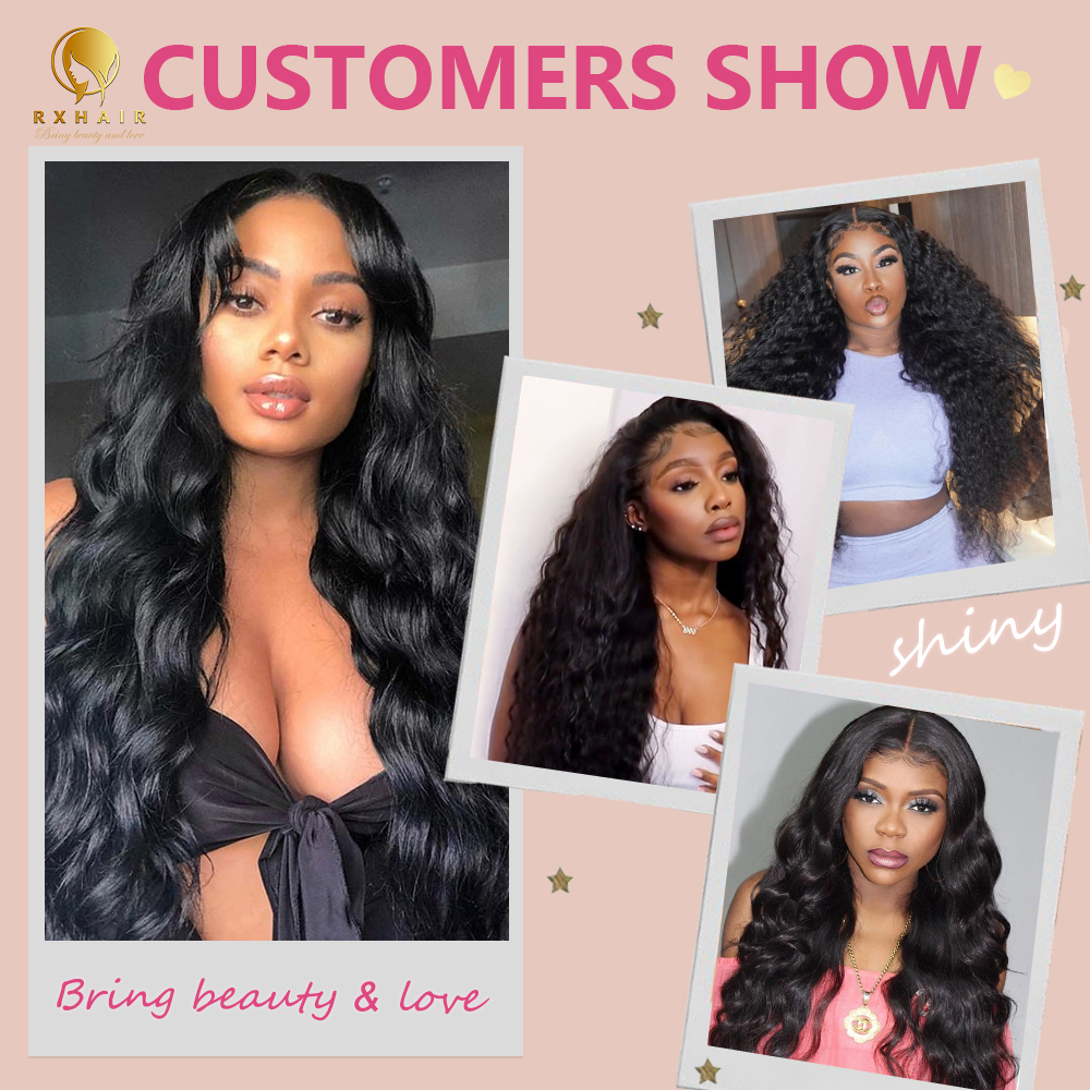 #1B Loose Deep Wave Bundles Human Hair 3 Bundles Brazilian Virgin Human Hair Weave Bundles Natural Black Color RXHAIR