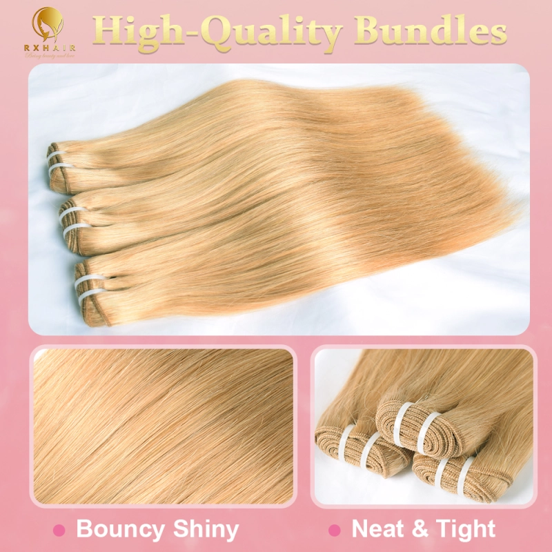 #27 Straight Human Hair Bundles Virgin Hair 100% Unprocessed Weave Bundles Human Hair Double Weft RXHAIR