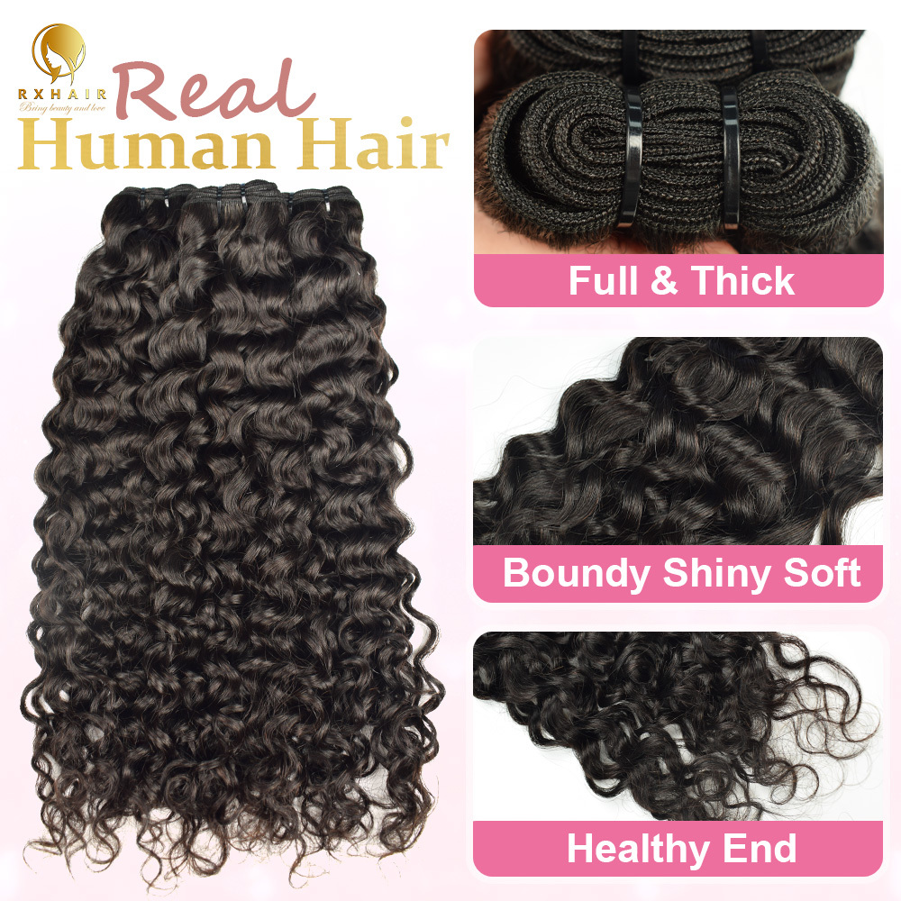 #1B Deep Curly Hair Weave 3 Bundles Brazilian Virgin Human Hair Cutctle Aligned Hair Bundles Soft Remy Hair RXHAIR