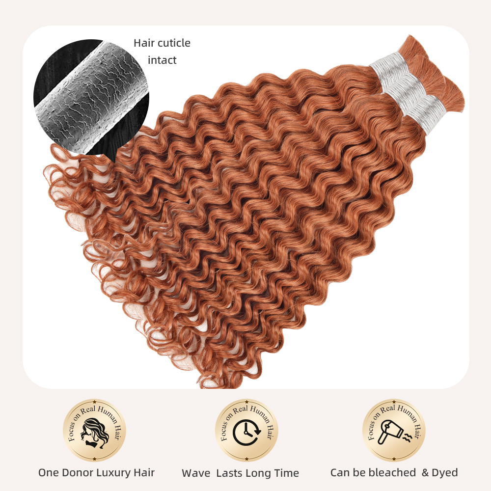 #35 Boho Braids Deep Wave No Weft Bulk Hair for Human Hair RXHAIR