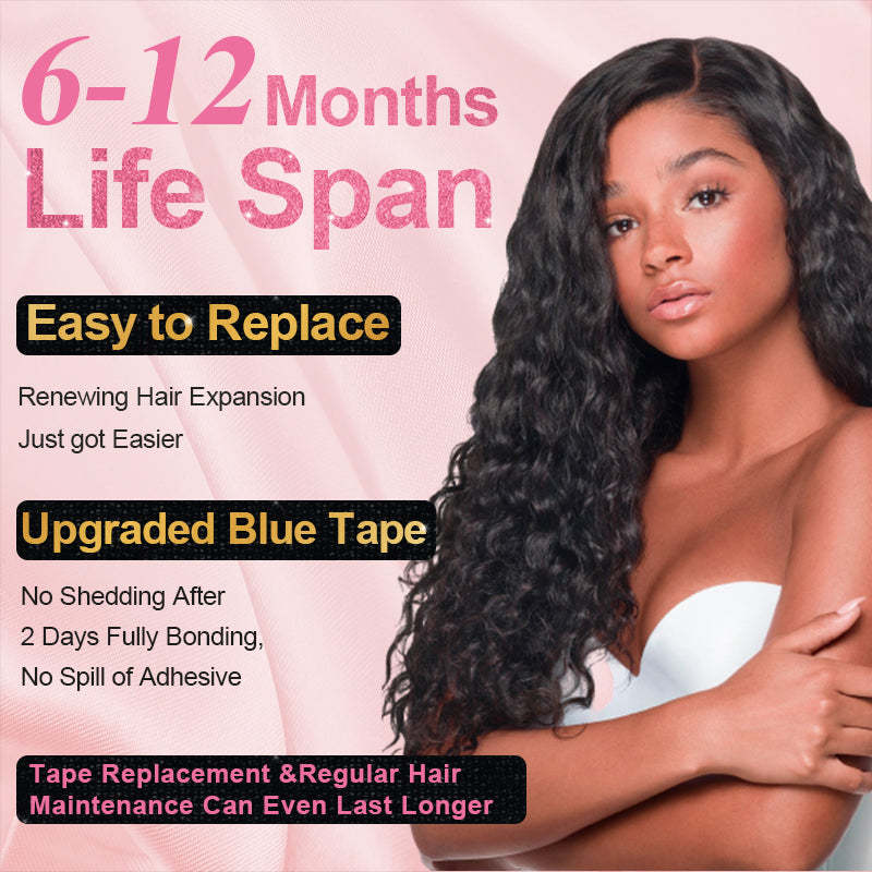 #1B Deep Curly Tape in Hair Extensions Human Hair 20pcs 50g/pack Seamless Skin Weft Hair RXHAIR