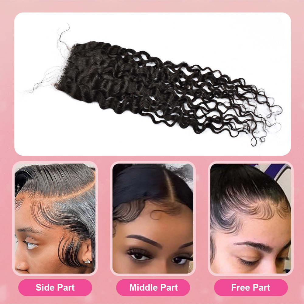 Italian Curly #1B HD Lace Closure Human Hair RXHAIR