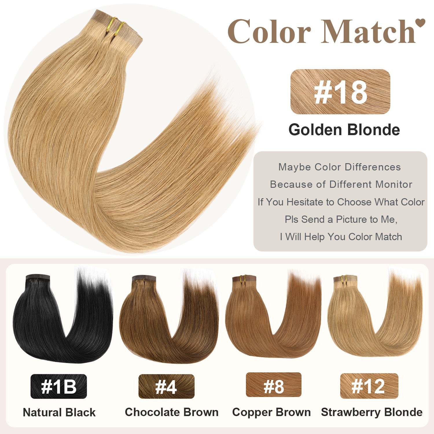 #18 Golden Blonde Straight Clip in Hair Extensions Real Human Hair PU Seamless Clip ins 6Pcs 110G RXHAIR