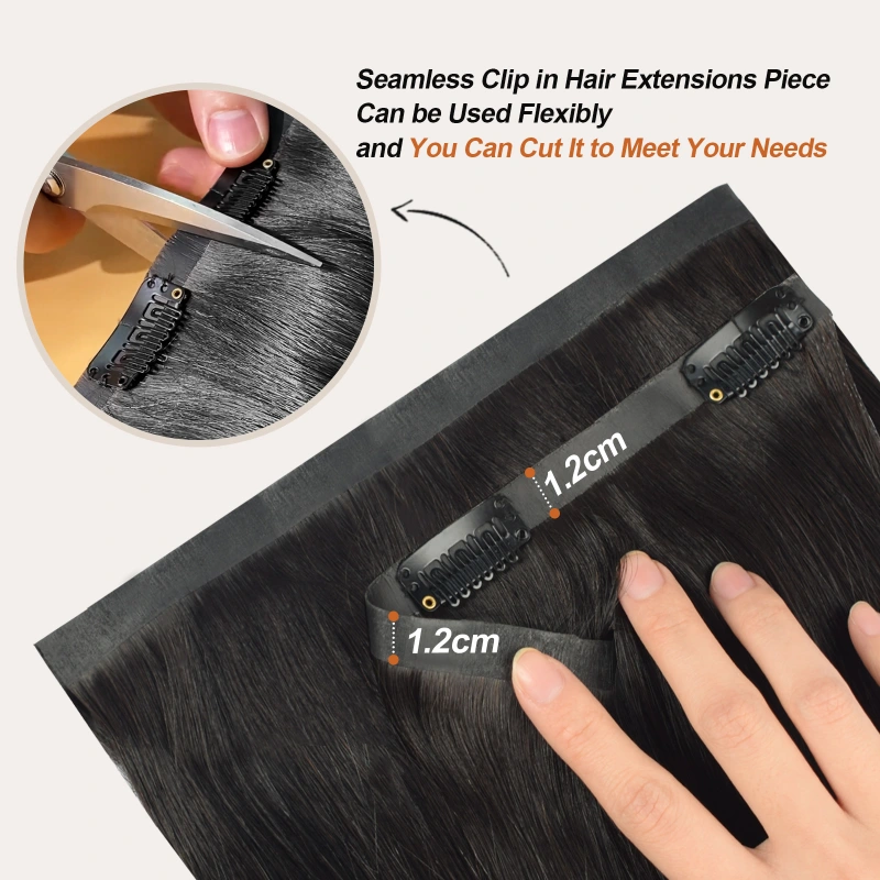 #1B 6Pcs Yaki Straight PU Seamless Clip ins Hair Extensions Real Human Hair 120G RXHAIR