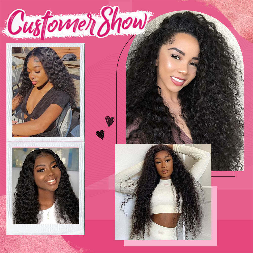 #1B Italian Curly HD Lace Front Wigs Human Hair 200% Density Transparent Lace Frontal Wigs Pre Plucked With Baby Hair RXHAIR