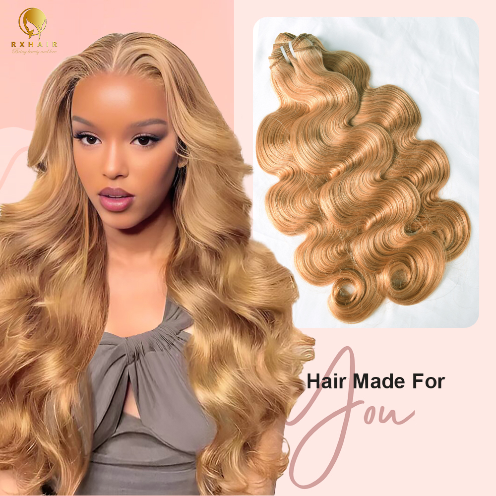 #27 Body Wave Human Hair Bundles Virgin Hair 100% Unprocessed Weave Bundles Human Hair Double Weft RXHAIR