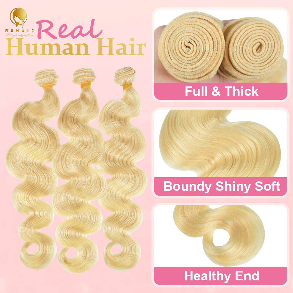 #613 Body Wave Human Hair Bundles Virgin Hair 100% Unprocessed Weave Bundles Human Hair Double Weft RXHAIR