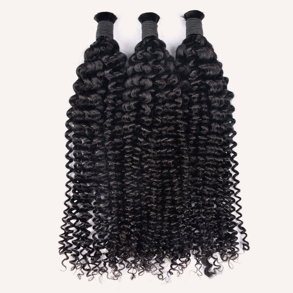 #1B Natural Black Boho Braids Jerry Curly No Weft Bulk Hair for Human Hair RXHAIR