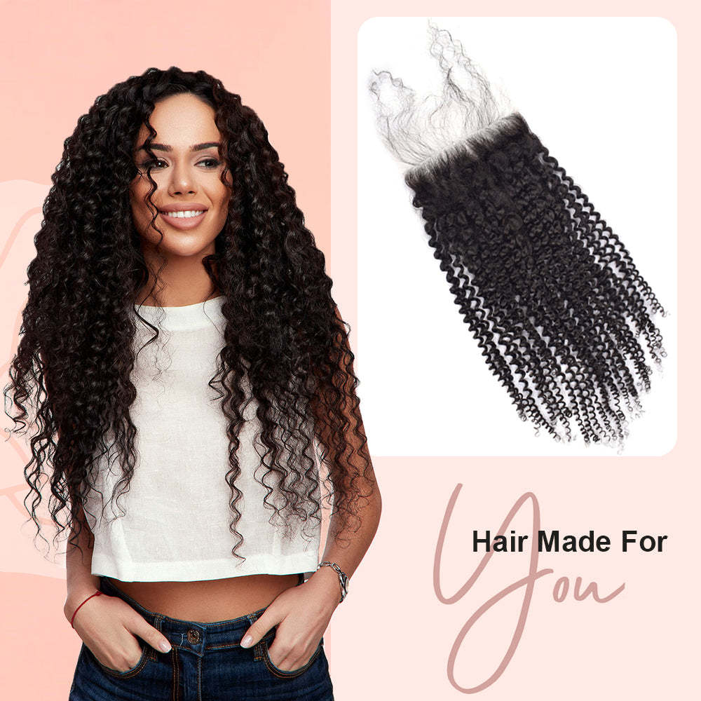 RXHAIR Kinky Curly #1B HD Lace Closure Human Hair