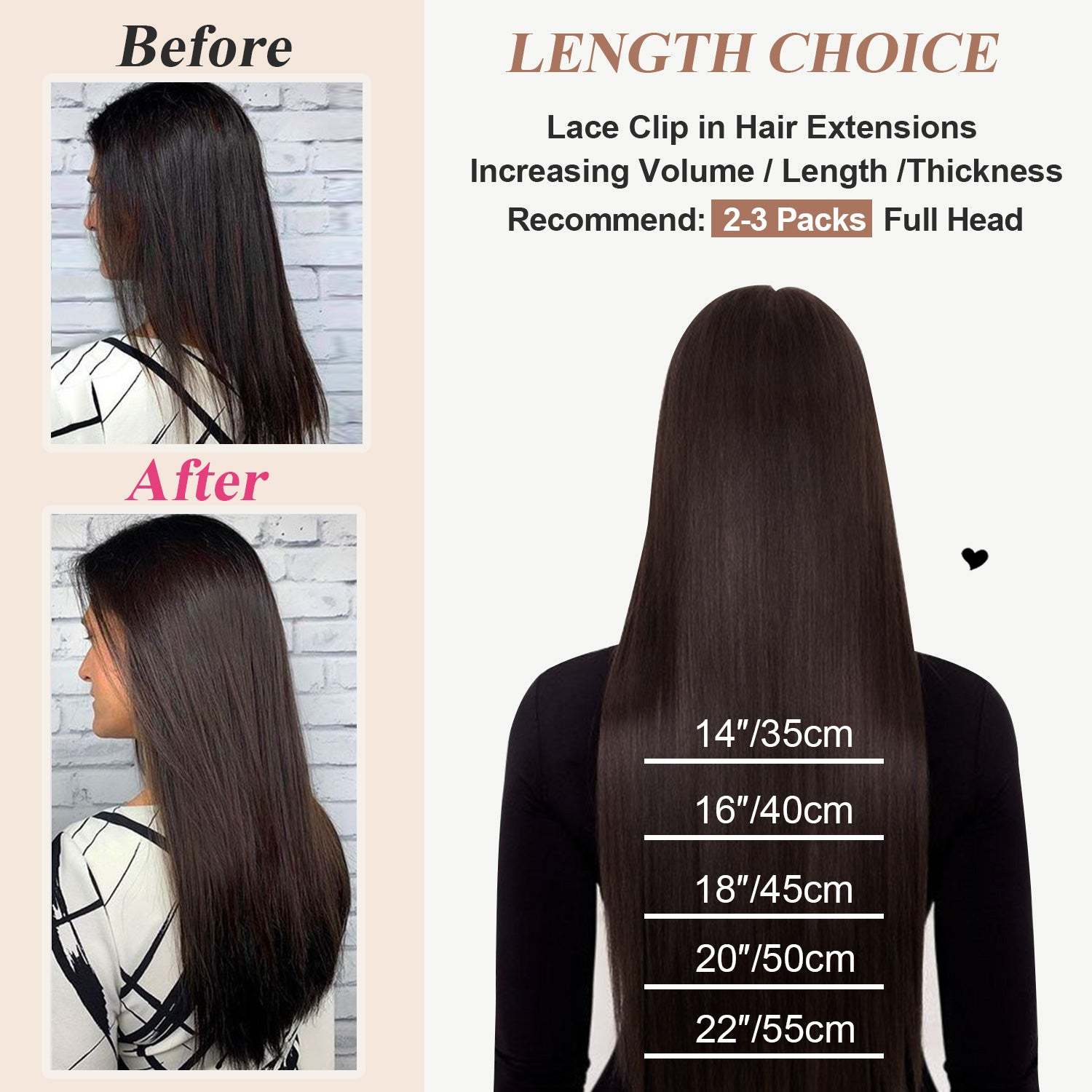 #2 Dark Brown Straight Clip in Hair Extensions Real Human Hair Invisible Lace Clip ins 6Pcs 110G RXHAIR