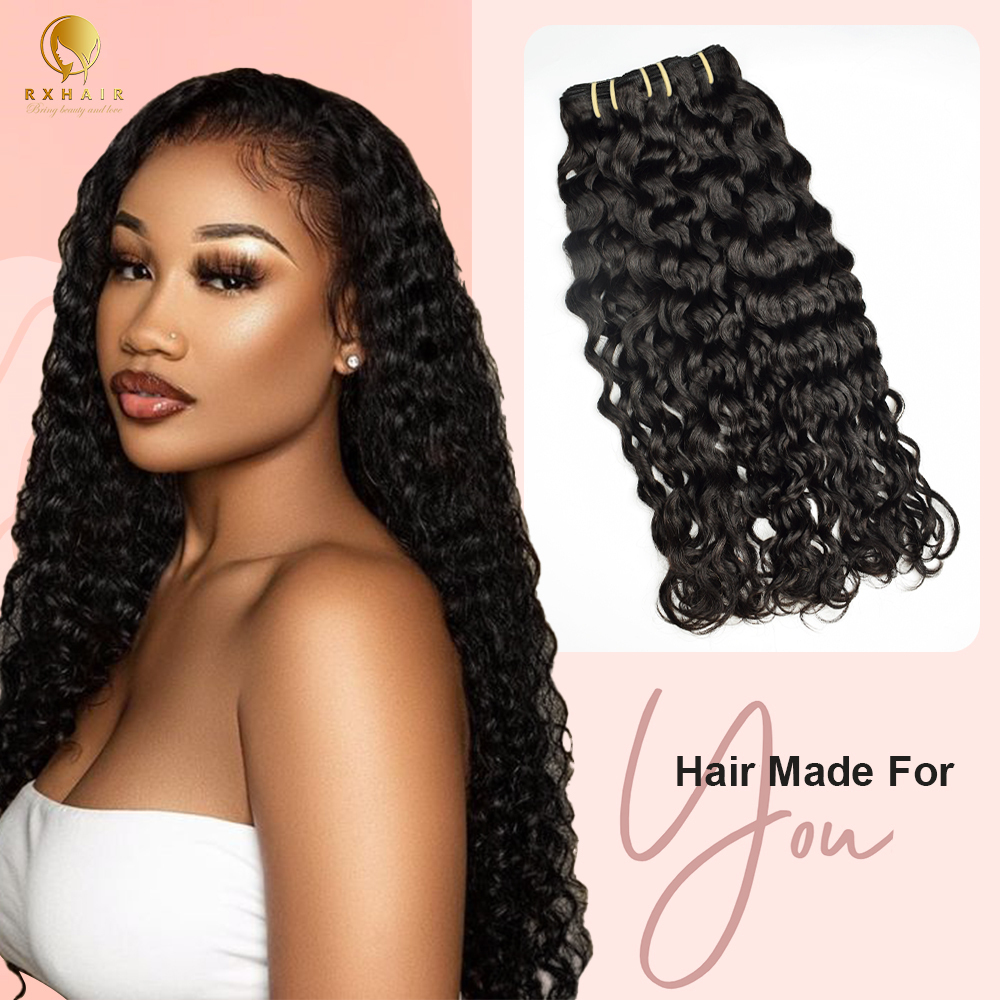 #1B Italian Curly 12A Human Hair Bundles Virgin Hair 100% Unprocessed Weave Bundles Human Hair Double Weft RXHAIR
