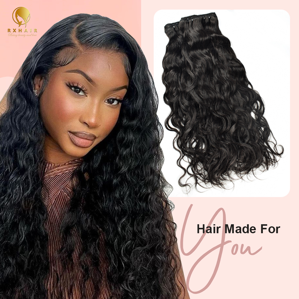 #1B Natural Wave Human Hair Bundles Brazilian Virgin Hair Bundles Weave Hair RXHAIR