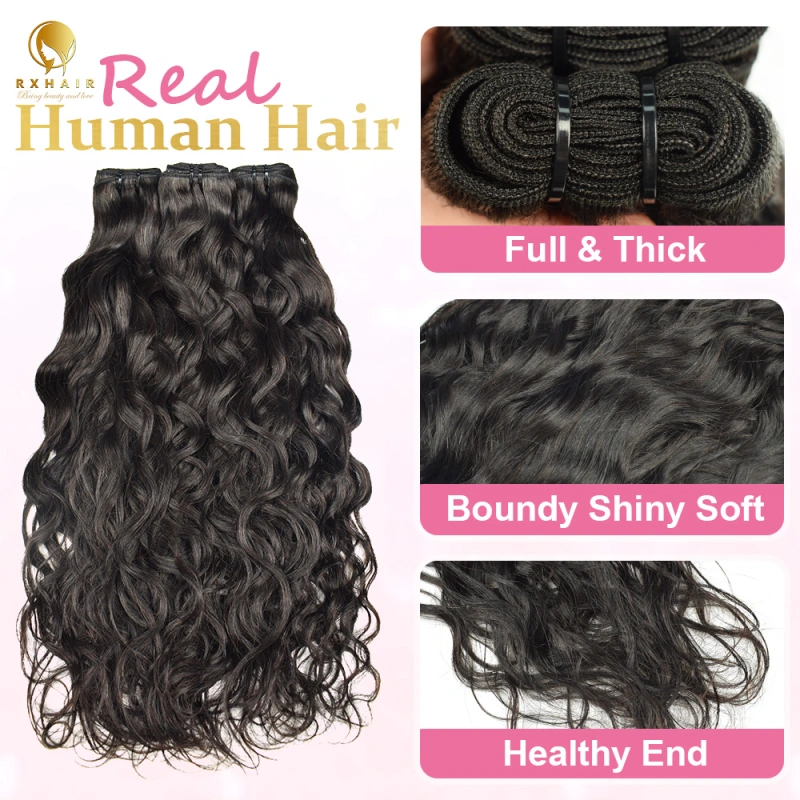 #1B Natural Wave Human Hair Bundles Brazilian Virgin Hair Bundles Weave Hair RXHAIR