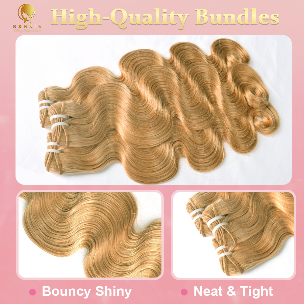 #27 Body Wave Human Hair Bundles Virgin Hair 100% Unprocessed Weave Bundles Human Hair Double Weft RXHAIR