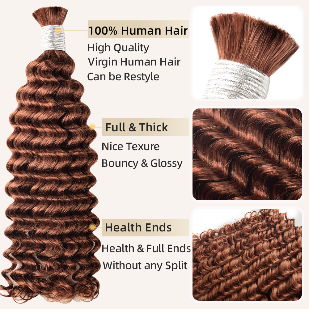 #33 Boho Braids Deep Wave No Weft Bulk Hair for Human Hair RXHAIR