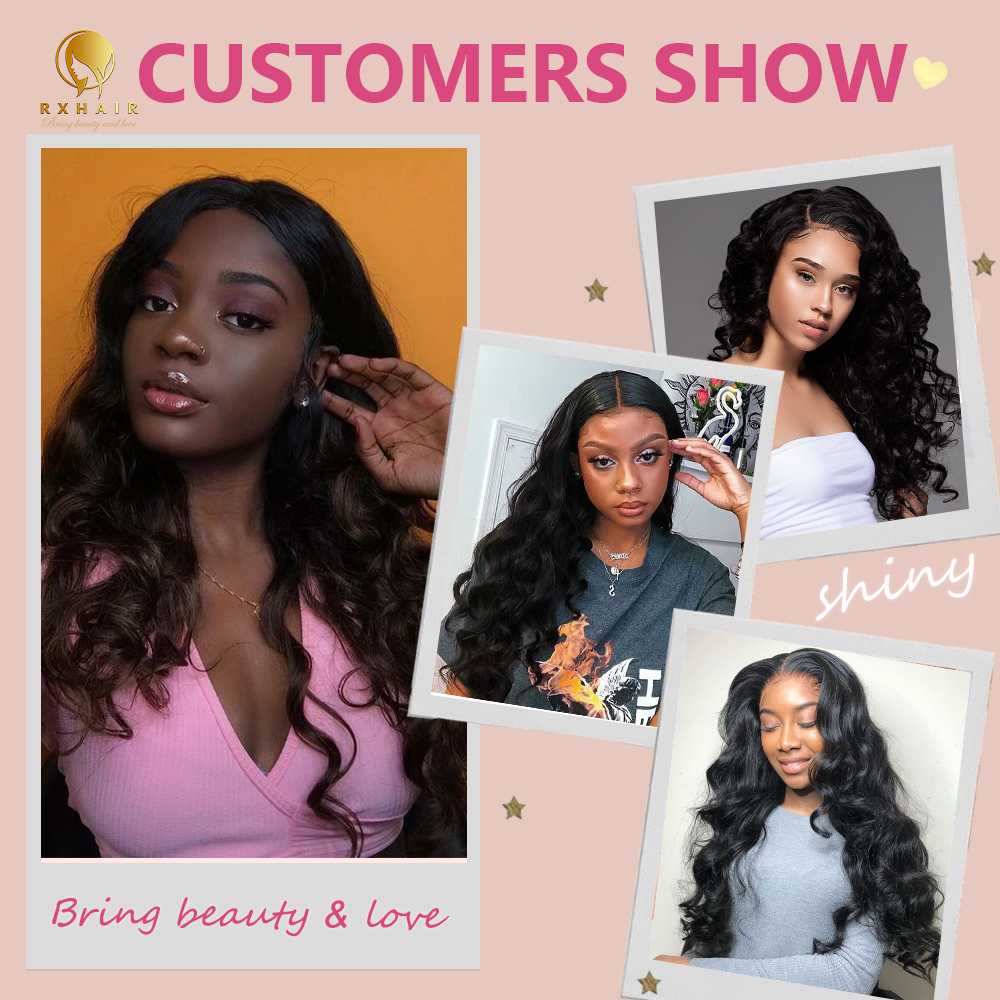 #1B Loose Wave Human Hair Weave 3 Bundles 100% Unprocessed Virgin Brazilian Remy Hair Bundles Natural Color RXHAIR