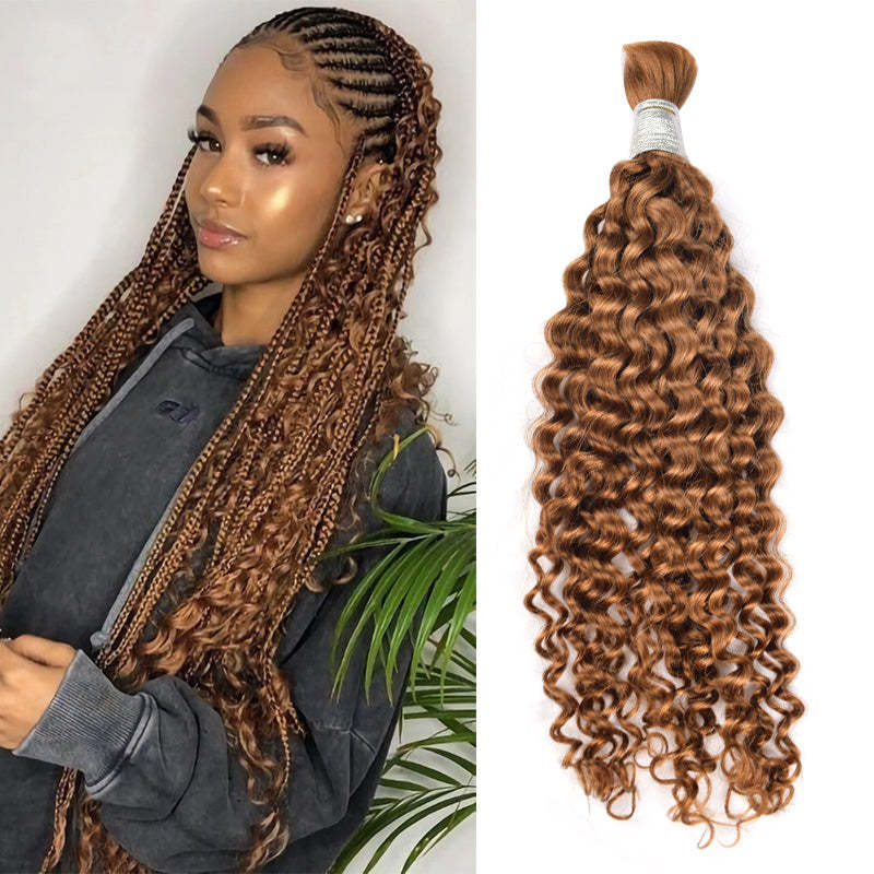#30 Deep Wave Boho Braids No Weft Bulk Hair for Human Hair RXHAIR