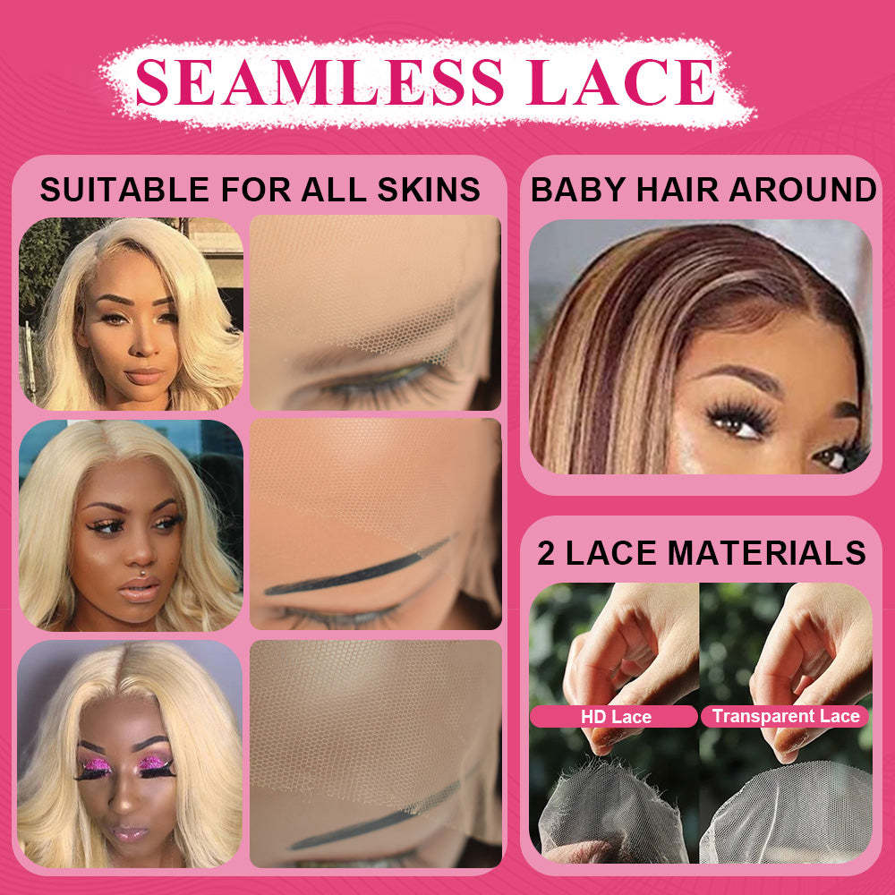 #4/27 Straight Bob Wig HD Lace Front Wigs Human Hair 180% Density Transparent Lace Frontal Wigs Pre Plucked With Baby Hair RXHAIR