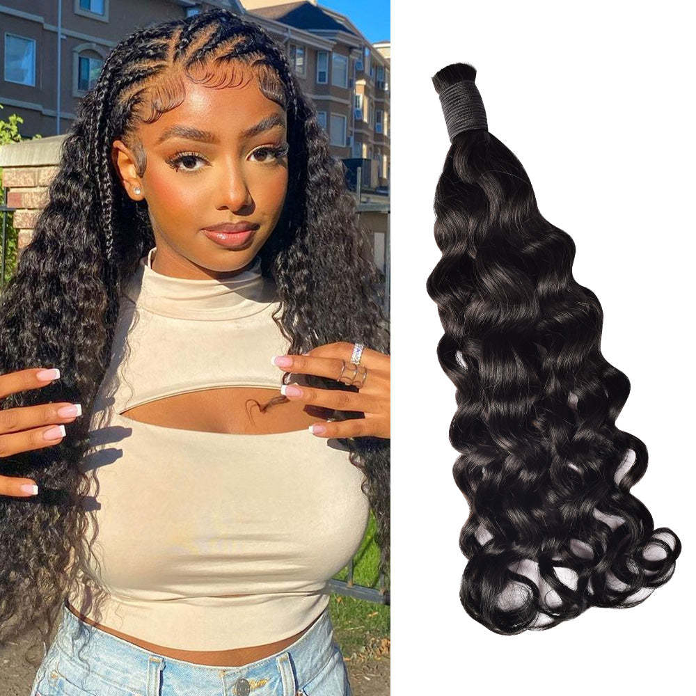 #1B Italian Curly Boho Braids No Weft Bulk Hair for Human Hair RXHAIR