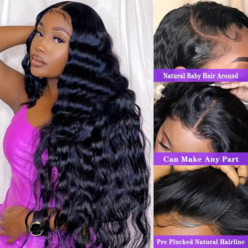 #1 Loose Wave HD Lace Front Wigs Human Hair 200% Density Transparent Lace Frontal Wigs Pre Plucked With Baby Hair RXHAIR