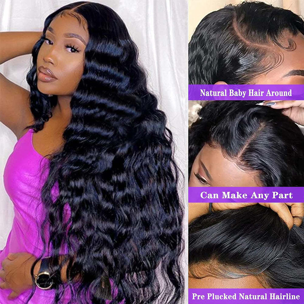#1 Loose Wave HD Lace Front Wigs Human Hair 200% Density Transparent Lace Frontal Wigs Pre Plucked With Baby Hair RXHAIR