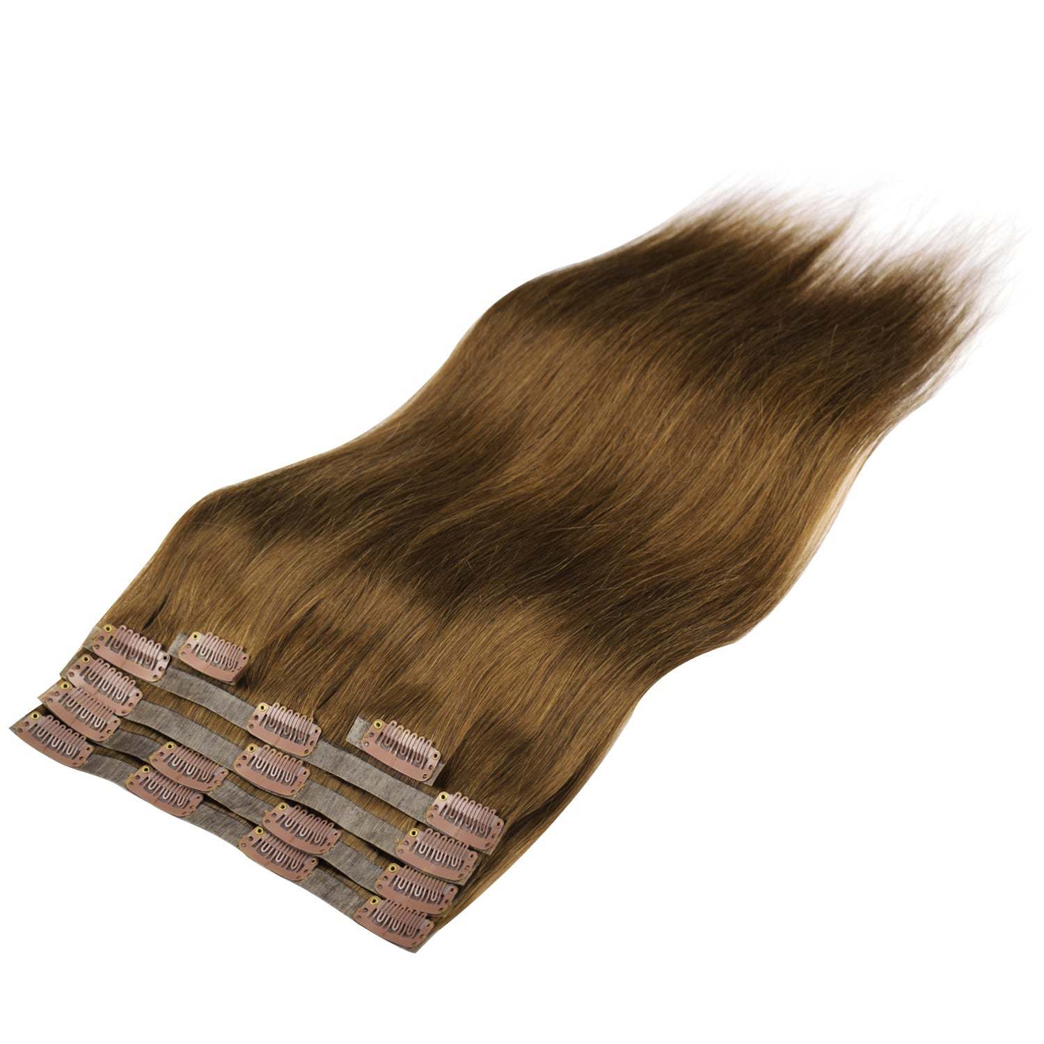 #4 Chocolate Brown Straight Clip in Hair Extensions Real Human Hair PU Seamless Clip ins 6Pcs 110G RXHAIR
