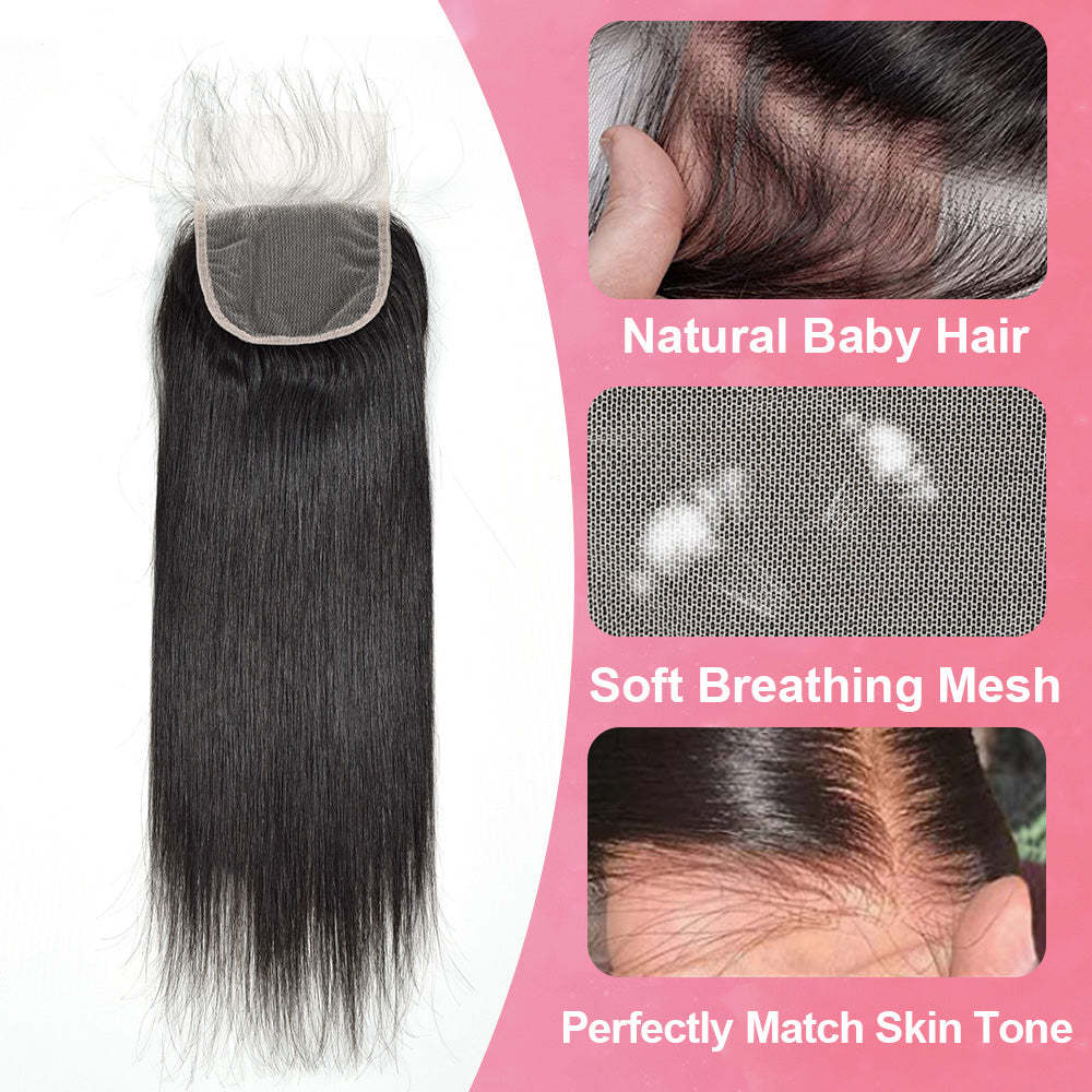 #1B Straight HD Lace Closure Natural Looking RXHAIR