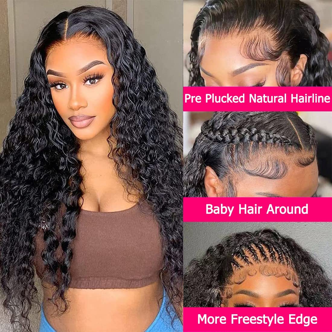 #1 Water Wave HD Lace Front Wigs Human Hair 200% Density Transparent Lace Frontal Wigs Pre Plucked With Baby Hair RXHAIR