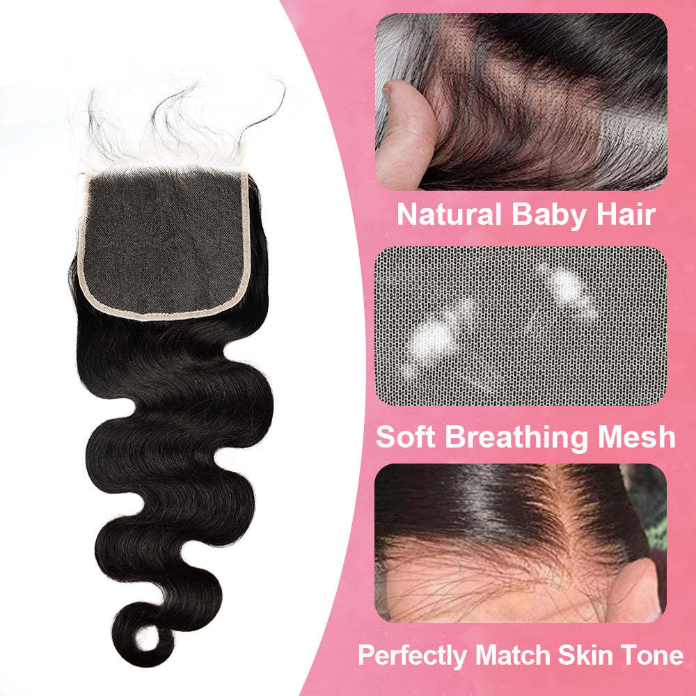 #1B Body Wave HD Lace Closure Natural Looking RXHAIR