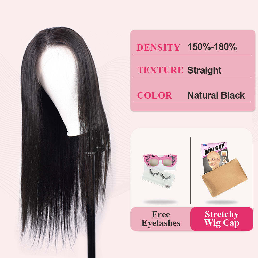 #1 Straight HD Lace Front Wigs Human Hair 200% Density Transparent Lace Frontal Wigs Pre Plucked With Baby Hair RXHAIR