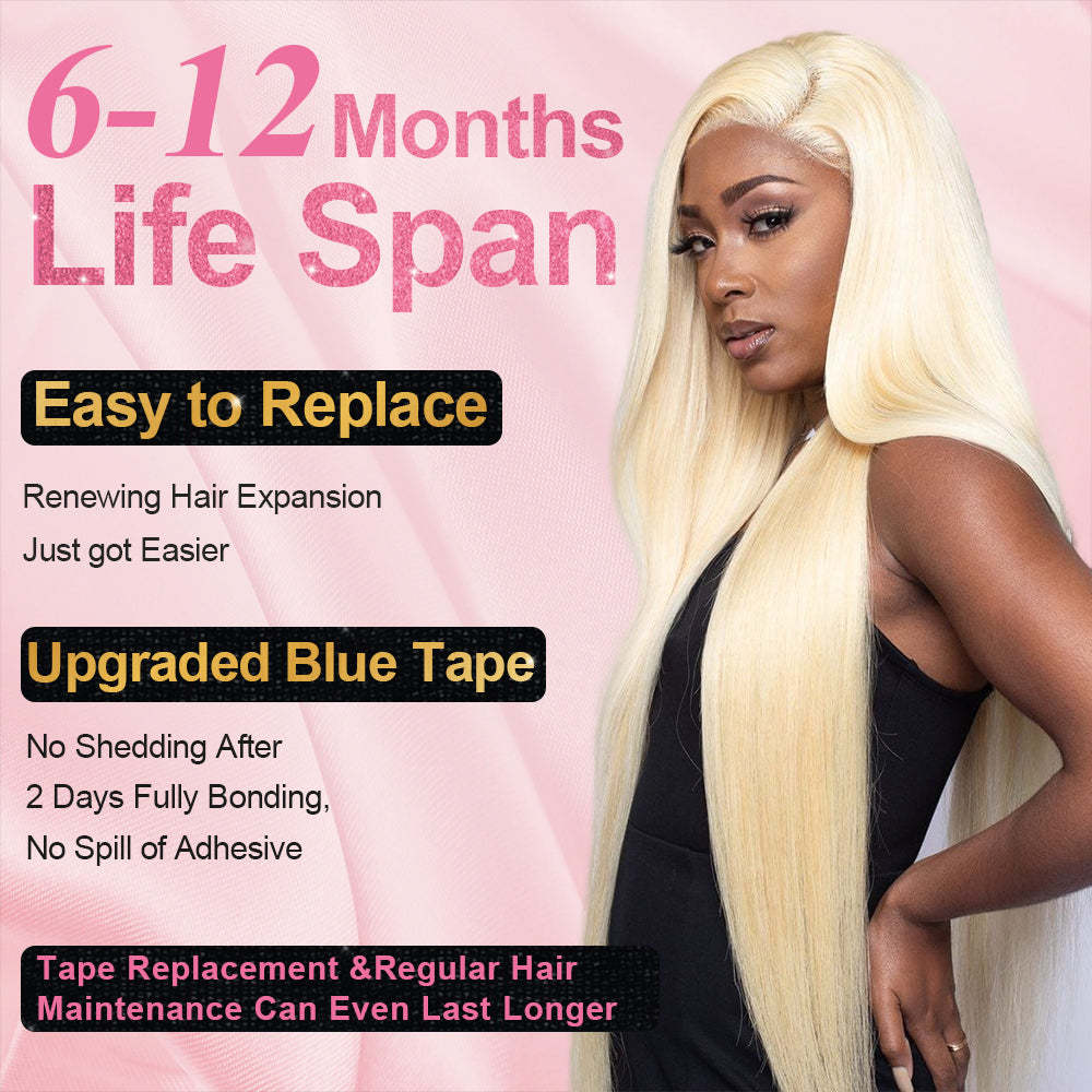 #613 Blonde Straight Tape in Hair Extensions Human Hair 20pcs 50g/pack Seamless Skin Weft Hair RXHAIR