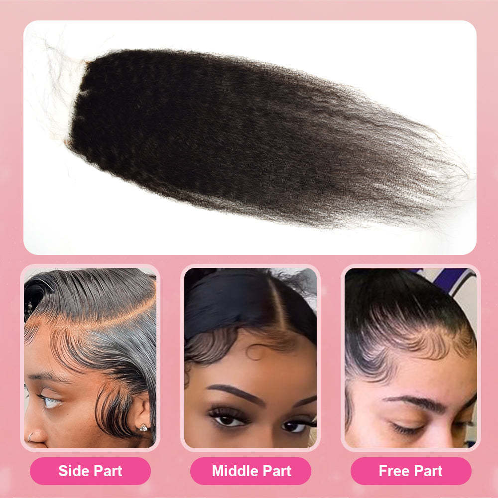 Kinky Straight #1B HD Lace Closure Human Hair RXHAIR