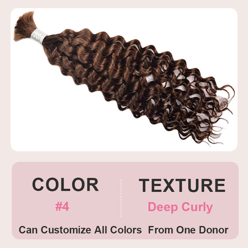 #4 Deep Curly Boho Braids No Weft Bulk Hair for Human Hair RXHAIR