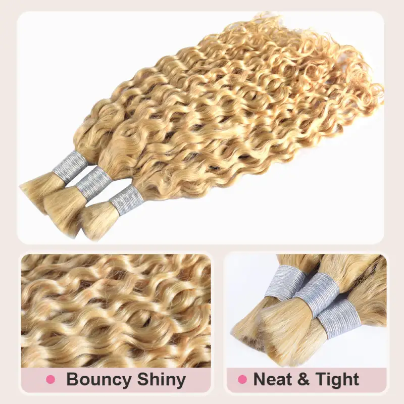 #613 Blonde Boho Braids Italian Curly No Weft Bulk Hair for Human Hair RXHAIR