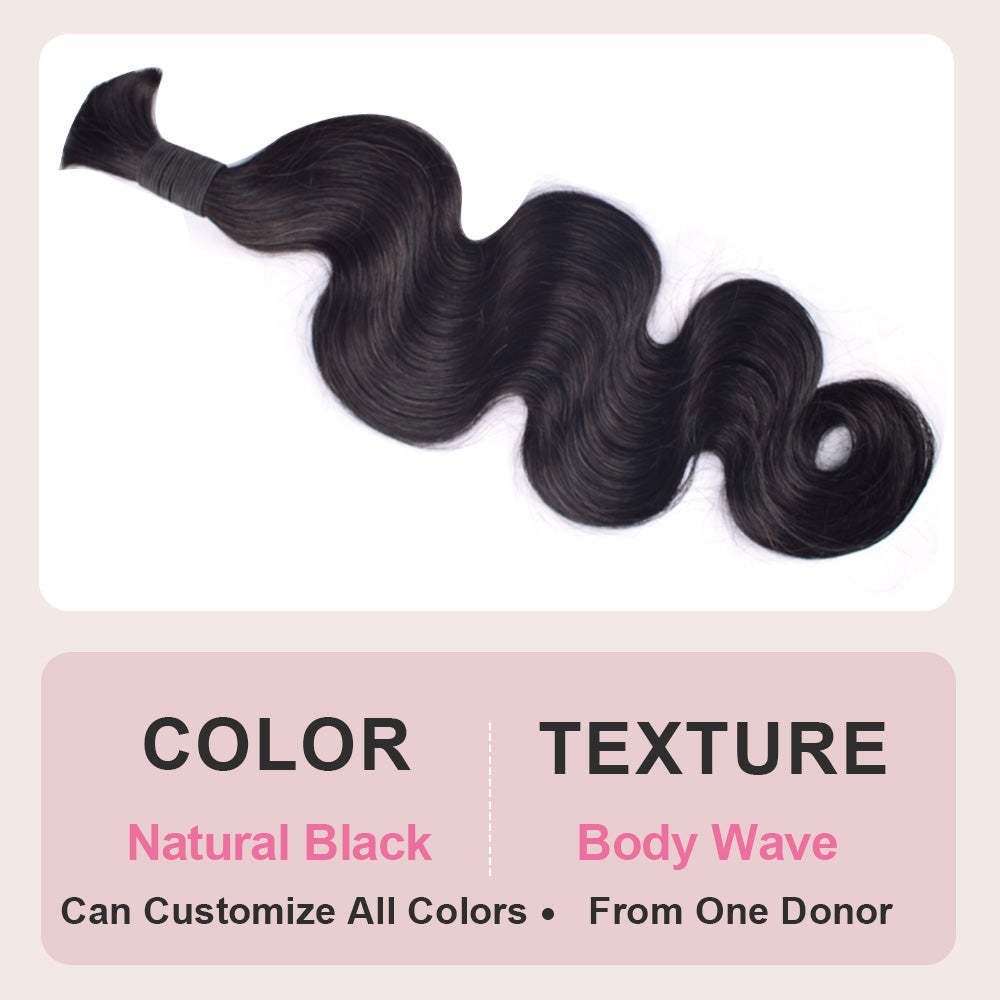 #1B Natural Black Boho Braids Body Wave No Weft Bulk Hair for Human Hair RXHAIR