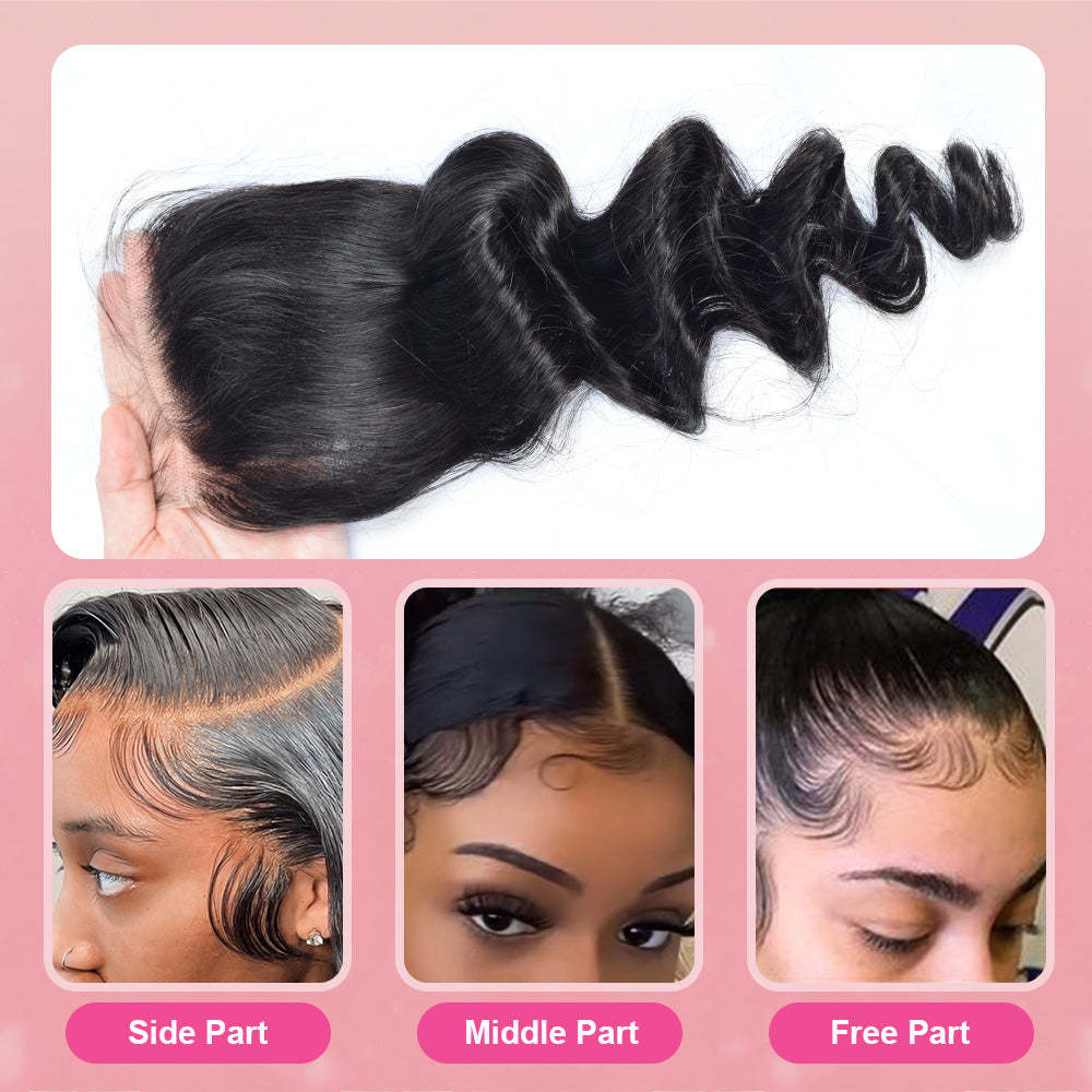 Loose Wave #1B HD Lace Closure Human Hair RXHAIR
