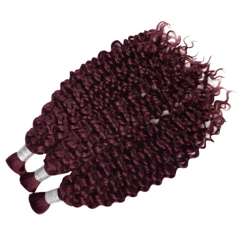 #99J Burgundy Boho Braids Deep Curly No Weft Bulk Hair for Human Hair RXHAIR