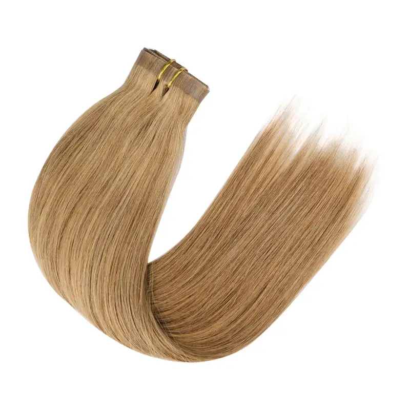 #12 Strawberry Blonde Straight Clip in Hair Extensions Real Human Hair PU Seamless Clip ins 6Pcs 120G RXHAIR
