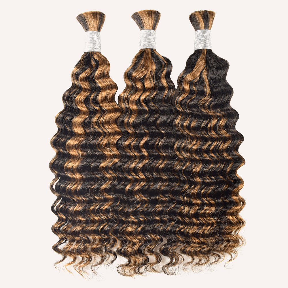 #P1B/30 Boho Braids Deep Wave No Weft Bulk Hair for Human Hair RXHAIR